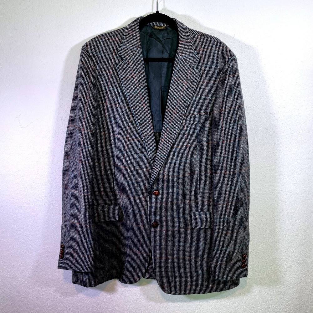 Hunter Haig Blazer Coat Men's Multicolor Button Up Long Sleeve‎ 100%Pure Wool